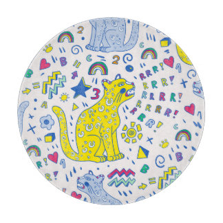 Kinderachtige tijger en regenboog patroon snijplank