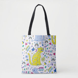 Kinderachtige tijger en regenboog patroon tote bag
