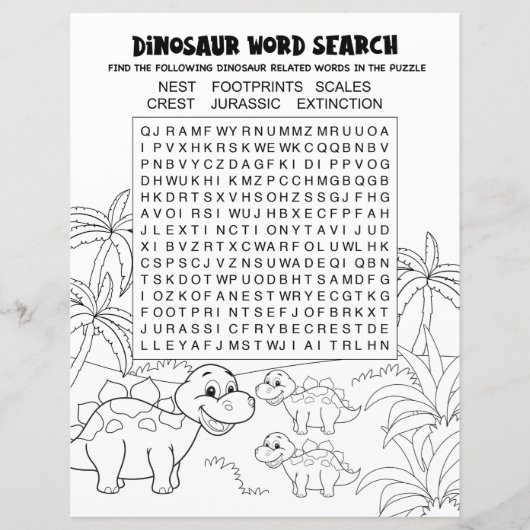 Kinderactiviteit Dinosaurus Puzzel Woordzoeken (Voorkant)