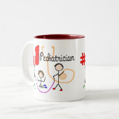 Kinderarts #1 Schattige Kinder designcadeaus Tweekleurige Koffiemok (Voorkant links)