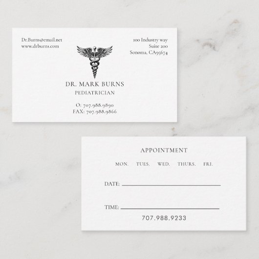 Kinderarts Caduceus en aanstelling Visitekaartje (Voorkant / Achterkant)