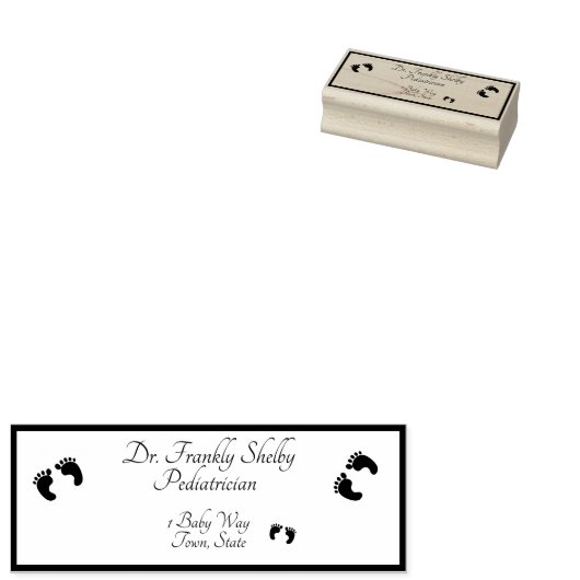 Kinderarts, MD Doctor Physician Baby Voetafdrukken Rubberstempel (Gestempeld)