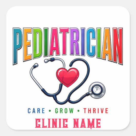 Kinderarts Medisch Teamontwerp Vierkante Sticker (Voorkant)