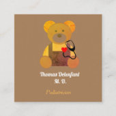 Kinderarts - oranje wervelkolom - stethoscoop vierkante visitekaartje (Voorkant)