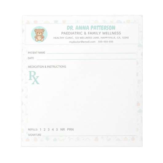 Kinderarts Recept Notitieblok (Voorkant)