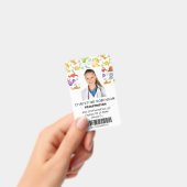 Kinderarts Schattige Dinosaurus Foto Badge (Handheld)