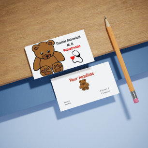 Kinderarts - teddybeer en stethoscoop visitekaartje
