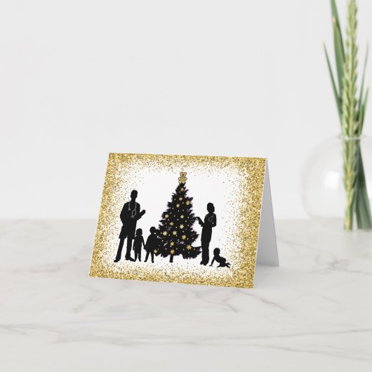 Kinderartsen Silhouet Kerstkaart Kaart (Voorkant)