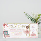 Kinderballerina-feestticket baby shower (Staand voorkant)