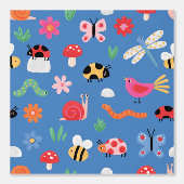 Kinderbehang met blauwe insecten behang (Voorkant)
