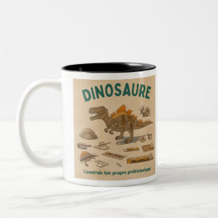 Kinderbeker met Adorable Dinosaurus Tekening Tweekleurige Koffiemok