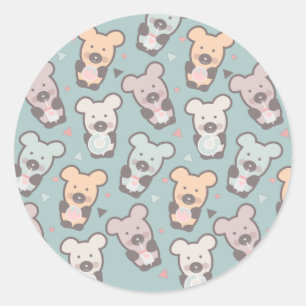 Kinderberen en Donuts Patroon Ronde Sticker