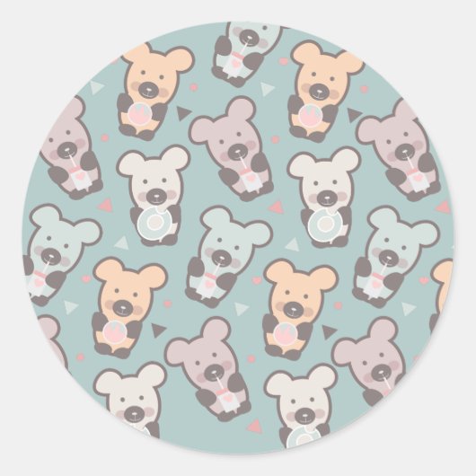 Kinderberen en Donuts Patroon Ronde Sticker (Voorkant)