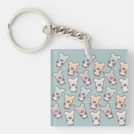 Kinderberen en Donuts Patroon Sleutelhanger (voorkant)