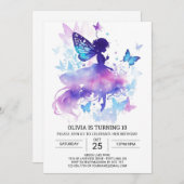 Kinderbetoverende Fairy Verjaardag Magic Kaart (Voorkant / Achterkant)