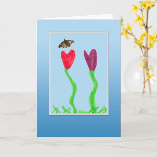 Kinderbloem en vlinder - Geweldige dag Kaart (Gele Bloem)