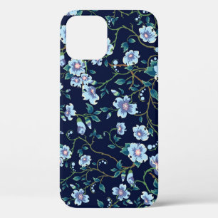 Kinderbloemen: naadloos donkerblauw Case-Mate iPhone case