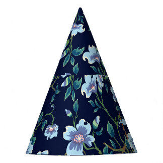 Kinderbloemen: naadloos donkerblauw feesthoedjes