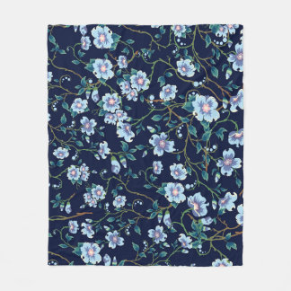Kinderbloemen: naadloos donkerblauw fleece deken