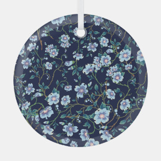 Kinderbloemen: naadloos donkerblauw glas ornament