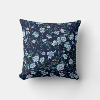 Kinderbloemen: naadloos donkerblauw kussen