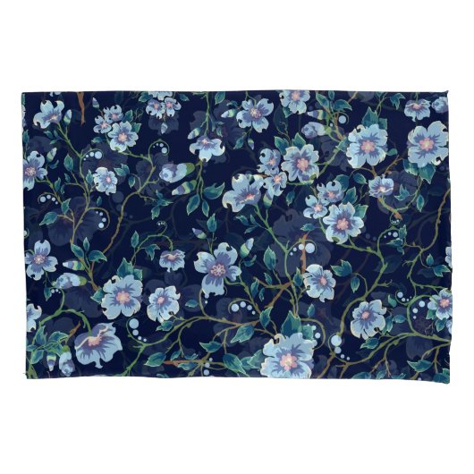 Kinderbloemen: naadloos donkerblauw kussensloop (Voorkant)