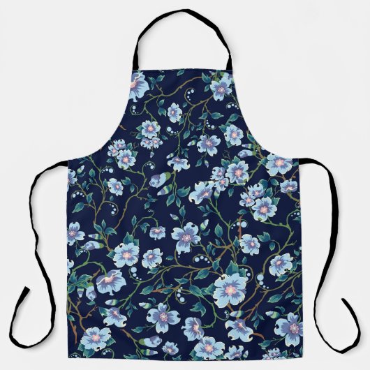 Kinderbloemen: naadloos donkerblauw schort (Voorkant)