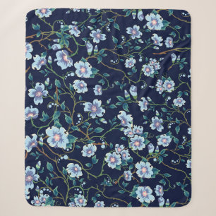 Kinderbloemen: naadloos donkerblauw sherpa deken