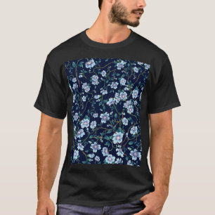 Kinderbloemen: naadloos donkerblauw t-shirt