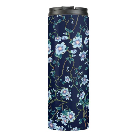 Kinderbloemen: naadloos donkerblauw thermosbeker (Achterkant)