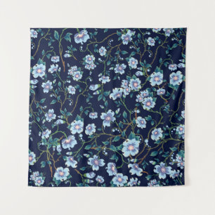 Kinderbloemen: naadloos donkerblauw wandkleed