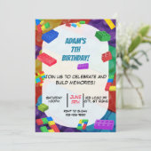 Kinderblokken verjaardagsfeestje kaart (Staand voorkant)