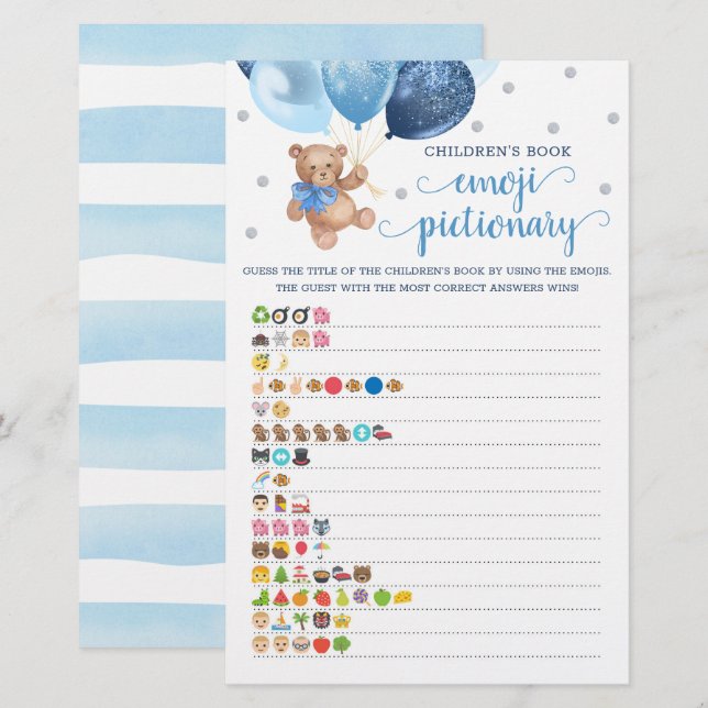 Kinderboek Emoji Pictionary Game Teddy Bear (Voorkant / Achterkant)