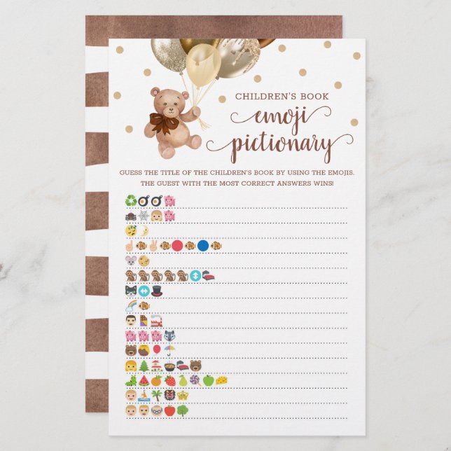 Kinderboek Emoji Pictionary Game Teddy Bear (Voorkant / Achterkant)