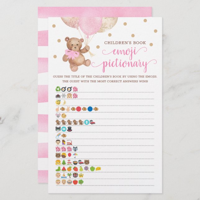 Kinderboek Emoji Pictionary Game Teddy Bear (Voorkant / Achterkant)