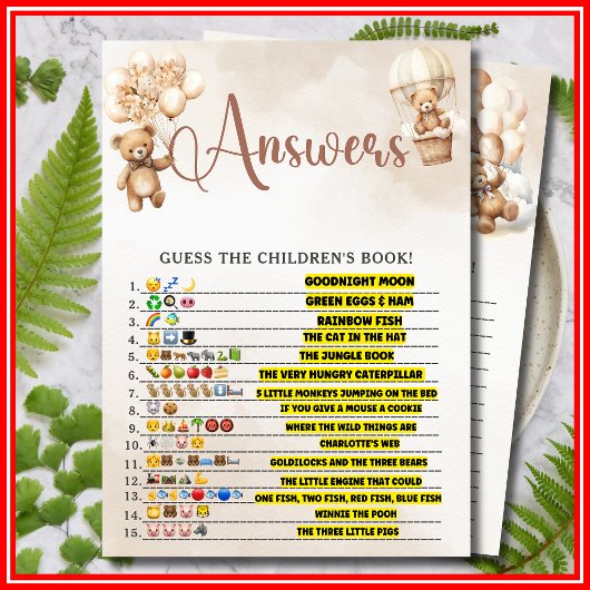 KINDERBOEK EMOJI SPEL BABY SHOWER SPEL BEER KAART