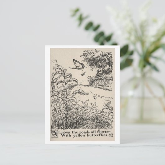  kinderboek illustratie vlinders briefkaart (Staand voorkant)