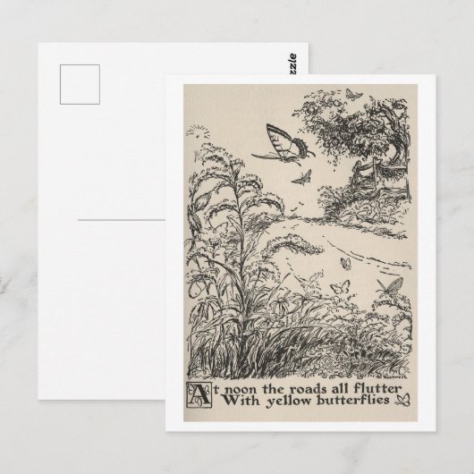  kinderboek illustratie vlinders briefkaart (Voorkant / Achterkant)