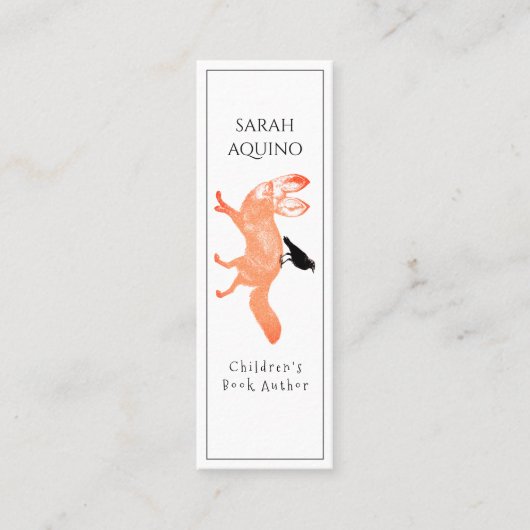 Kinderboekauteur Whimsical Fox Crow Bladwijzer Mini Visitekaartje (Voorkant)