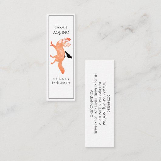 Kinderboekauteur Whimsical Fox Crow Bladwijzer Mini Visitekaartje (Voorkant / Achterkant)