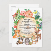 Kinderboeken over bos- en planten in uitnodiging briefkaart (Voorkant / Achterkant)