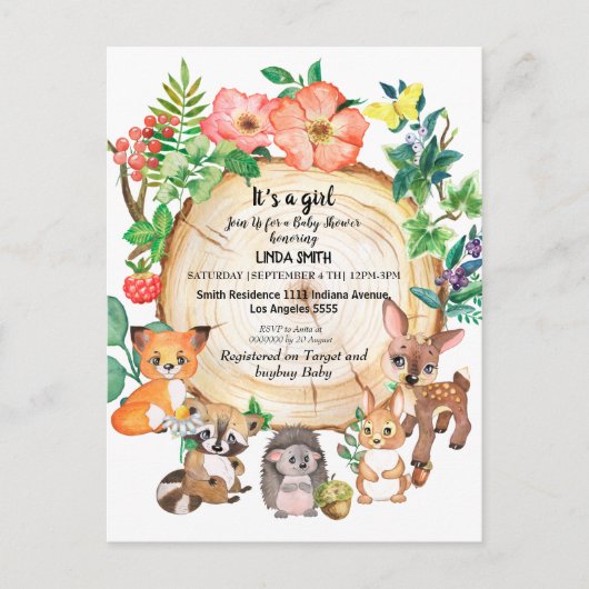 Kinderboeken over bos- en planten in uitnodiging briefkaart (Voorkant)