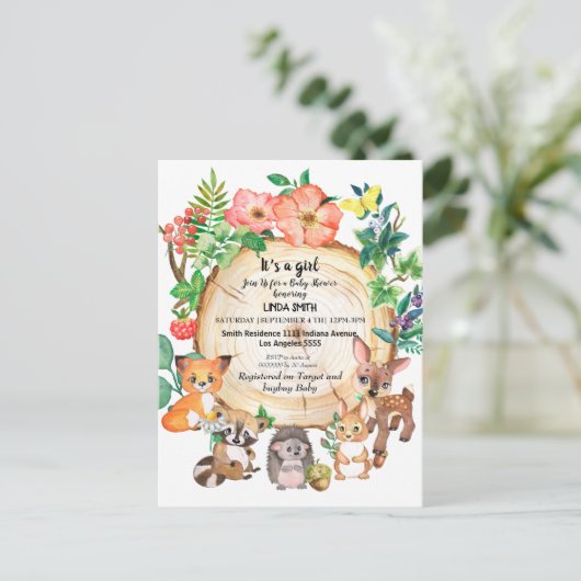 Kinderboeken over bos- en planten in uitnodiging briefkaart (Staand voorkant)