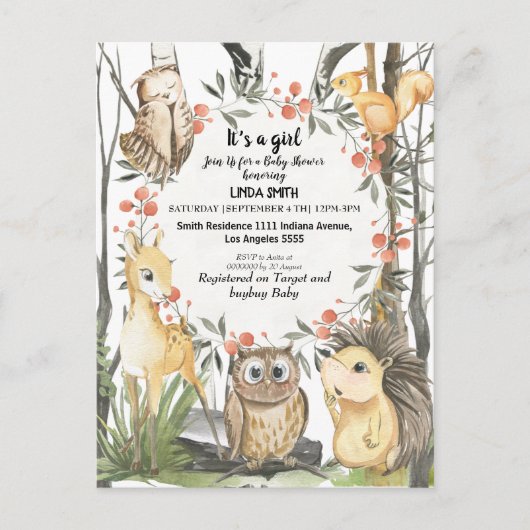 Kinderboeken over bos- en planten in uitnodiging briefkaart (Voorkant)