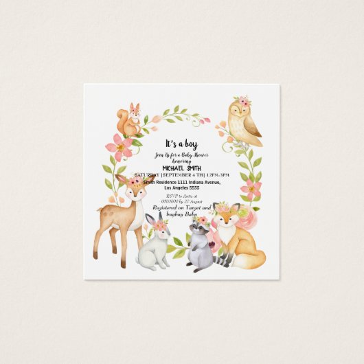 Kinderboeken over bos- en planten in vierkante visitekaartjes (Voorkant)