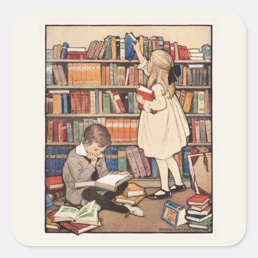 Kinderboekenweek van Jessie Willcox Smith Vierkante Sticker (Voorkant)