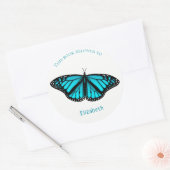 Kinderboeketiket W blauwgroen turquoise blauwe vli Ronde Sticker (Envelop)