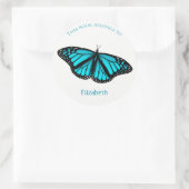 Kinderboeketiket W blauwgroen turquoise blauwe vli Ronde Sticker (Tas)