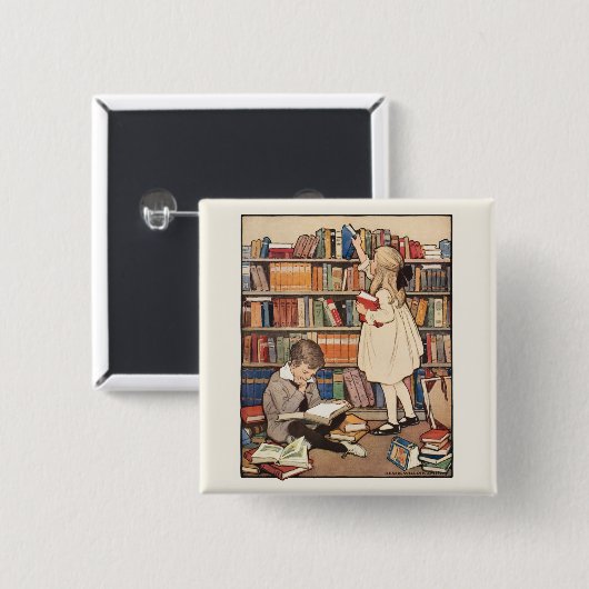 Kinderboekweek door Jessie Willcox Smith Vierkante Button 5,1 Cm (Voorkant /achterkant)