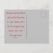 Kinderbrandweerauto Raggedy Ann Andy Verjaardagsfe Uitnodiging Briefkaart (Achterkant)